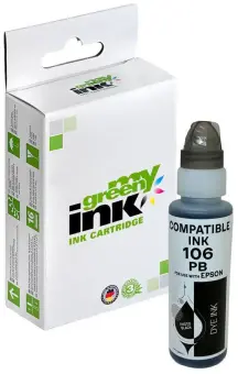 Kompatibel zu Tintenflasche für Epson 106 C13T00R140 Schwarz Foto Inhalt 70 ml (My Green Toner) 