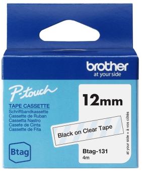 Brother Btag-131 Schriftband Schwarz auf Farblos 