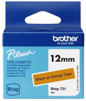 Brother Btag-T31 Schriftband Schwarz auf Orange 