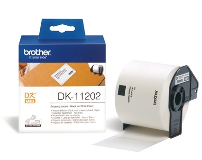 Original Brother DK-11202 Schwarz auf Weiß Etiketten Versand-Etiketten, 62x100mm Weiß 300 Et.,Rolle 