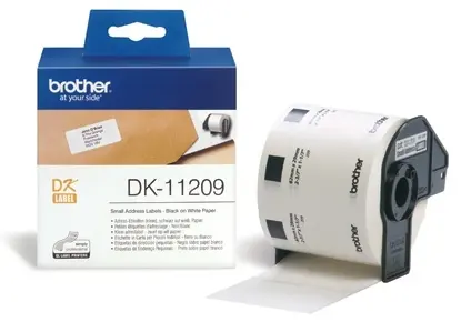 Original Brother DK-11209 Schwarz auf Weiß Etiketten Adress-Etiketten, 29x62mm Weiß 800 Et.,Rolle 