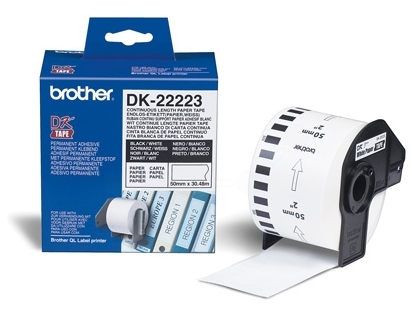 Original Brother DK-22223 Endlosetiketten Schwarz auf Weiß 50mm x 30,48m 