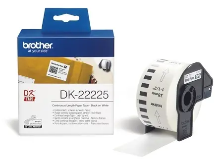 Brother DK-22225 Schwarz auf Weiß Etiketten endlos 38mm x 30,48m 