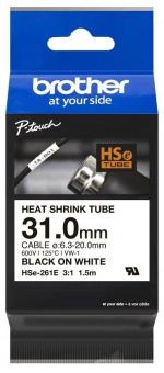 Original Brother HSe-261E Schriftband Schwarz auf Weiß 