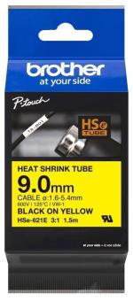 Original Brother HSe-621E Schriftband Schwarz auf Yellow 