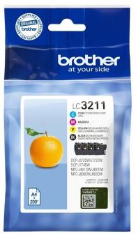 Original Brother LC3211BK + LC3211C + LC3211M + LC3211Y Multipack Schwarz,Cyan,Magenta,Yellow 4  Tintenpatrone je ca. 200 Seiten (LC3211VALDR) 