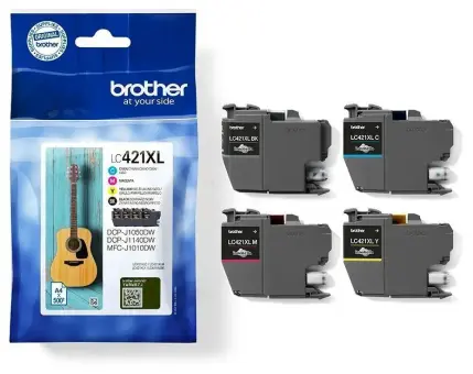 Brother LC421XL LC421XLVAL 4 Druckerpatronen Multipack Schwarz Cyan Magenta Gelb je ca. 500 Seiten, 