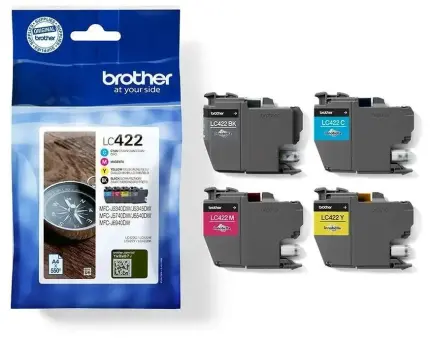 Brother LC422 LC422VAL 4 DruckerpatronenMultipack Schwarz , Cyan , Magenta , Gelb Farben je ca. 550 Seiten, 