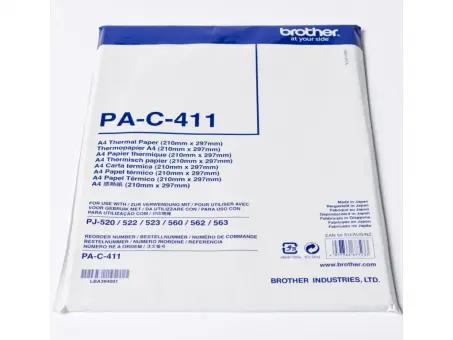 Original Brother Papier Weiß PAC411 PA-C-411 Thermopapier DIN A4, 100 Blatt 