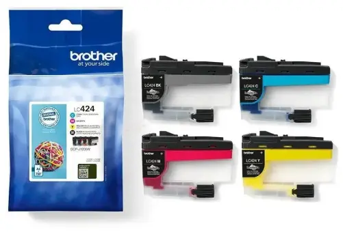 Brother LC424VAL 4 Druckerpatronen Multipack Schwarz Cyan Magenta Gelb LC424 farben je ca. 750 Seiten, 