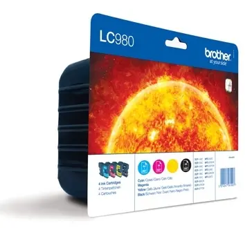 Brother LC980 4 Druckerpatronen Multipack LC980BK + LC980C + LC980M + LC980Y Schwarz Cyan Magenta Gelb LC980VALBPDR 