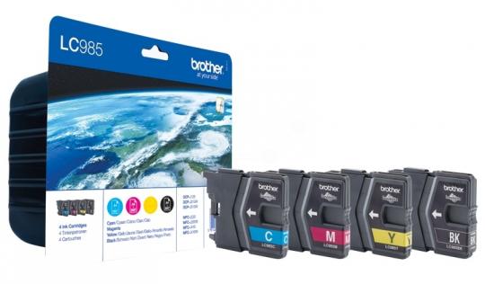 Original Brother LC985BK + LC985C + LC985M + LC985Y Multipack Schwarz,Cyan,Magenta,Yellow (LC985VALBPDR) 