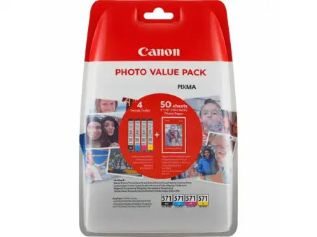 Original Canon CLI-571 Multipack Schwarz / Cyan / Magenta / Yellow 0386C008 
