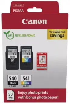 Canon PG-540 + CL-541 2 Druckerpatronen Schwarz + Color + 10x15 cm Fotopapier 50 Blatt 