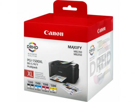 Original Canon PGI-1500 XL Multipack Schwarz / Cyan / Magenta / Yellow ca.3.935 Seiten 4  Tintenpatrone PGI-1500 XL: bk+c+m+y 9182B010 