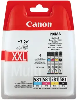 Original Canon CLI-581XXL Multipack Schwarz / Cyan / Magenta / Yellow (1998C007) 