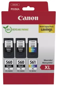 Canon PG-560XL + CL-561XL 3712C009 3 Druckerpatronen Multipack 2 x Schwarz 1 x  Color 8714574679518 