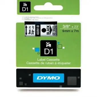 Original DYMO S0720670 40910 Schriftband Schwarz auf Farblos Standard-D1-Band 