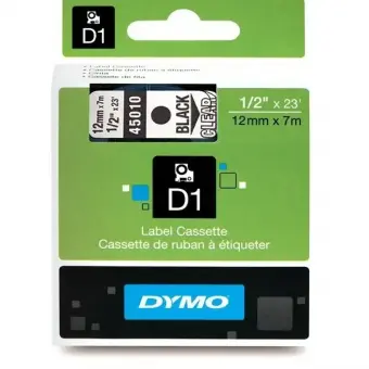 DYMO S0720500 45010 Schriftband Schwarz auf Farblos Standard-D1-Band selbstklebend 