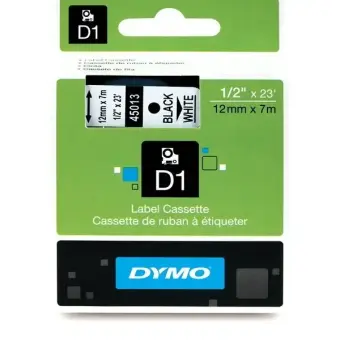 DYMO S0720530 45013 Schriftband Schwarz auf Weiß Standard-D1-Band selbstklebend 