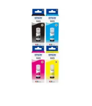 Original Epson 103 Multipack Tintenflaschen Schwarz / Cyan / Magenta / Yellow (T00S MCVP) 