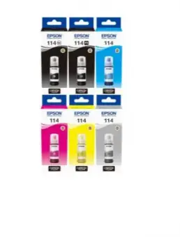 Original Epson 114 Multipack Schwarz / Schwarz (Foto) / Cyan / Magenta / Yellow / Grau (T07B MCVP) 