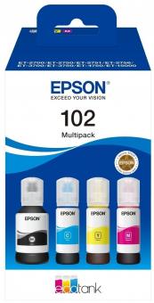 Original Epson 102 Tintenflasche EcoTank Multipack Schwarz, Cyan, Magenta, Yellow  C13T03R640 