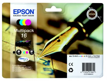 Original Epson 16 Multipack T1626 Schwarz,Cyan,Magenta,Yellow C13T16264012 