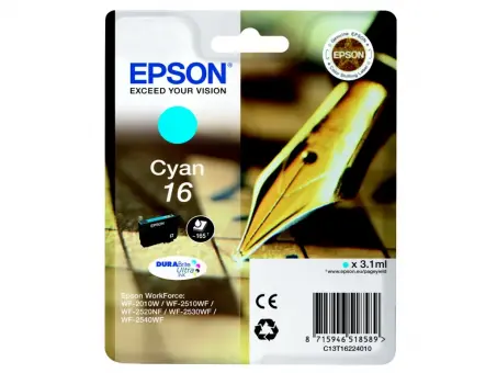 Original Epson 16 Cyan T1622 Tintenpatrone 3.1 ml ca. 165 Seiten C13T16224012 