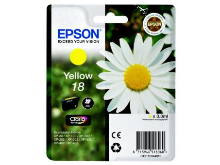 Original Epson 18 Tintenpatrone Yellow T1804 3.3 ml ca. 180 Seiten C13T18044012 