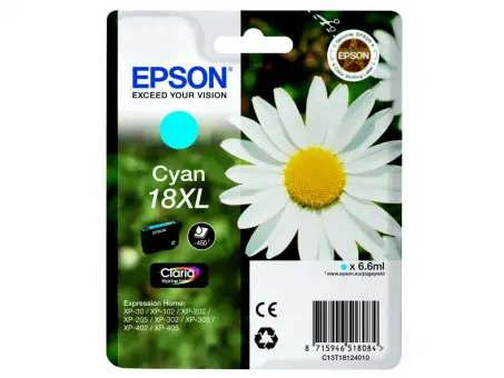 Original Epson 18XL T1812 Tintenpatrone Cyan ca. 450 Seiten 6.6 ml C13T18124012 