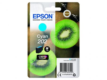 Original Epson 202 Tintenpatrone Cyan 4.1 ml ca. 300 Seiten C13T02F24010 
