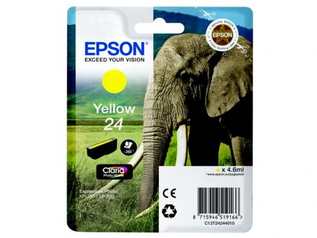 Original Epson 24 Tintenpatrone Yellow T2424 ca. 360 Seiten 4.6 ml C13T24244012 