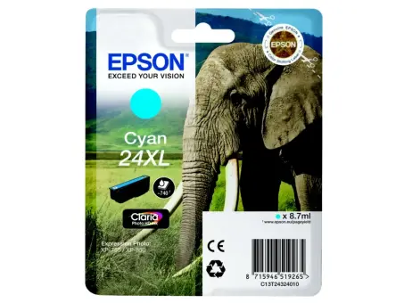 Epson 24XL C13T24324012 Druckerpatrone Cyan 8.7 ml ca. 740 Seiten, 
