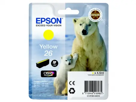 Original Epson 26 Yellow T2614 Tintenpatrone 4.5 ml ca. 300 Seiten C13T26144012 