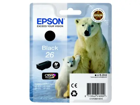 Epson 26 C13T26014012 Druckerpatrone Schwarz 6.2 ml ca. 220 Seiten, 