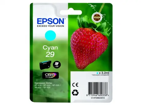 Original Epson 29 Tintenpatrone Cyan T2982 3.2 ml ca. 180 Seiten C13T29824012 
