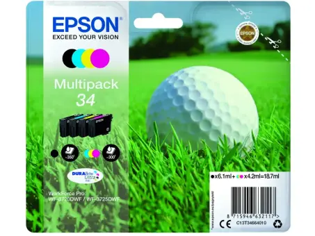 Epson 34 C13T34664010 4 Druckerpatronen Multipack Schwarz Cyan Magenta Gelb T3461 + T3462 + T3463 + T3464 