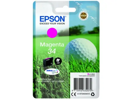 Epson 34 C13T34634010 Druckerpatrone Magenta 4.2 ml ca. 300 Seiten, 