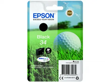 Original Epson 34 Tintenpatrone Schwarz T3461 6.1 ml ca. 350 Seiten C13T34614010 