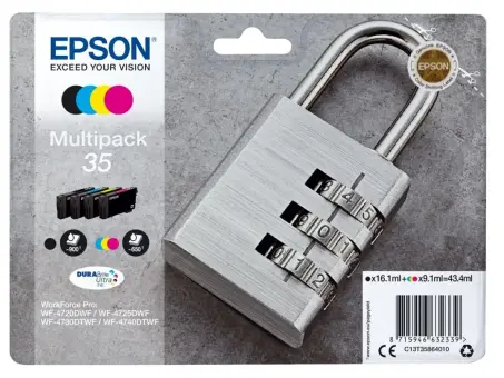 Epson 35 C13T35864010 4 Druckerpatronen Multipack Schwarz Cyan Magenta Gelb T3581 + T3582 + T3583 + T3584 