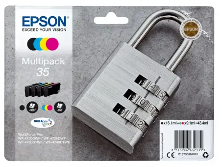 Original Epson 35 Multipack Schwarz ,Cyan ,Magenta ,Yellow 4 Tintenpatronen: T3581 + T3582 + T3583 + T3584 C13T35864010 