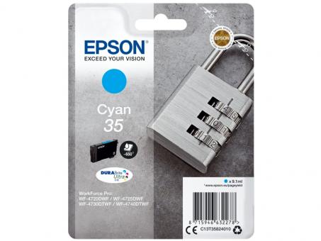 Original Epson 35 Tintenpatrone Cyan T3582 9.1ml ca. 650 Seiten C13T35824010 