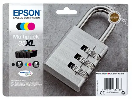 Original Epson 35XL Multipack Schwarz ,Cyan ,Magenta ,Yellow 4 Tintenpatronen: T3591 + T3592 + T3593 + T3594 