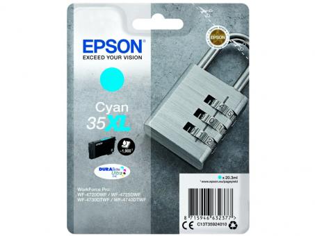 Original Epson 35XL Tintenpatrone Cyan T3592 20.3 ml ca. 1900 Seiten C13T35924010 