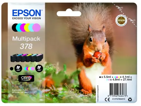 Original Epson 378 Multipack Schwarz,Cyan,Magenta,Yellow,Cyan hell,Magenta hell 6  Tintenpatrone C13T37884010 