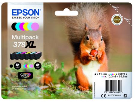 Original Epson 378XL Multipack Schwarz, Cyan, Magenta, Yellow, Light Cyan,m Light Magenta 6  Tintenpatrone C13T37984010 