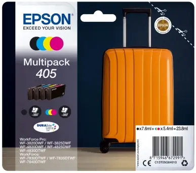 Original Epson 405 Multipack Schwarz ,Cyan ,Magenta ,Yellow 4 Tintenpatronen DURABrite Ultra Ink C13T05G64010 