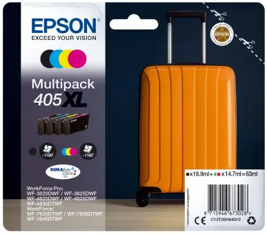 Original Epson 405XL Multipack Schwarz ,Cyan ,Magenta ,Yellow 4 Tintenpatronen C13T05H64010 