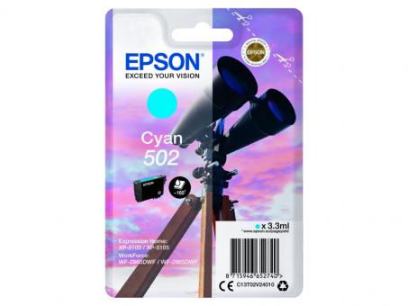 Original Epson 502 Tintenpatrone Cyan 3.3 ml ca. 165 Seiten C13T02V24010 